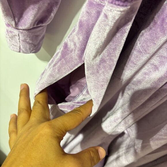 NWT Fabletics Womens Velour Zip Up Wide Leg One Side Jumpsuit 2X Lavender Purple - Picture 10 of 14